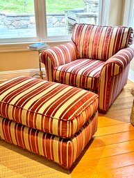 Fabulous & Eclectic Custom Striped Velvet Club Chair & Ottoman (LOC: W2)