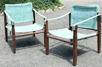 Pair Of Fabulous Gold Metal Safari Chairs - WOW