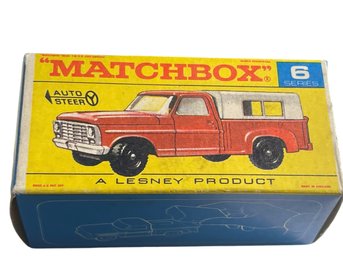 Matchbox Regular Wheels #6 AUTO STEER Ford Pick-up White Grille 1968 Original Box