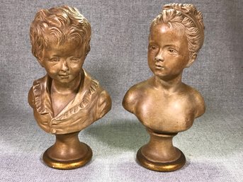 Wonderful Pair Of Vintage BORGHESE Neo Classical Busts - Beautiful Finish / Patina - Lovely Decorator Items