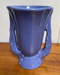 1950s Ceramic Vase With Blue Glaze