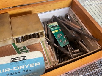 Wooden Tool Box With Accessories Lot