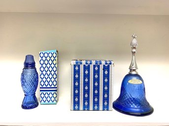 Two Sapphire Blue Collectable Avon Fragrance Bottles