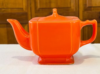 Art Deco Riviera 'Old Radioactive Red' Teapot From Homer Laughlin