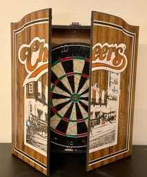 Vintage Oxford CHEERS Dartboard Wood Cabinet