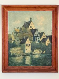 Painting Of Homes Overlooking Water