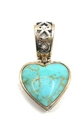 Vintage Sterling Silver Turquoise Heart Shaped Pendant