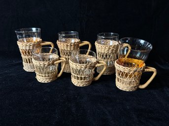 Wicker Wrapped Glasses