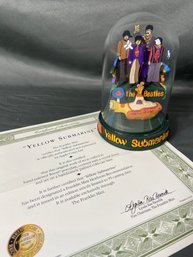 The Beatles Yellow Submarine Limited Edition Franklin Mint Hand Painted Tesori Porcelain Glass Dome Music Box