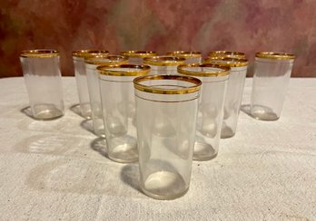 Lot Of Twelve Gold Accent Glasses