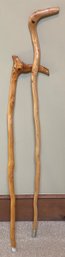 Two Natural Wood Canes/walking Sticks