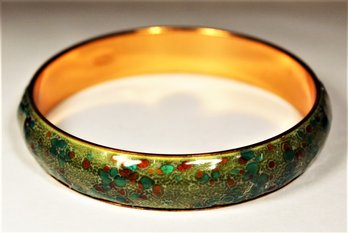 Olive Green Signed Renoir Matisse Enamel On Copper Bangle Bracelet MCM