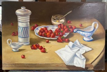 Oil On Canvas Still Life Signed J. Peiro