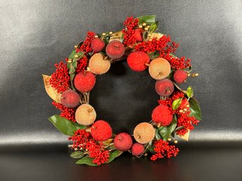 Holiday Decor: A Gorgeous Seasonal Wreath With Sugared Fruit, Berries & Leaves