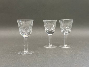 A Set Of Brilliant Waterford Crystal Cordials, Lismore Pattern (3 Total)
