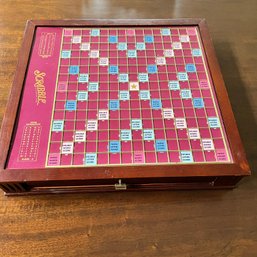 A Spinning Deluxe Wood Scrabble Set