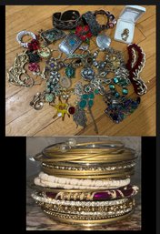 Stack Of Bangles & Great Jewelry Lot