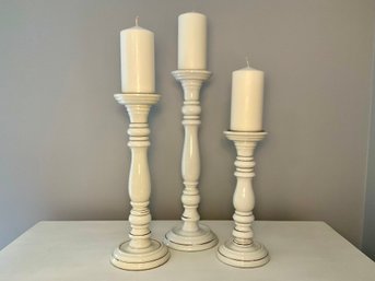 Graduated Trio Of Pillar Candleholders