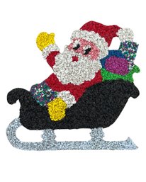 Vtg Melted Plastic Popcorn Christmas Decoration Santa Sleigh