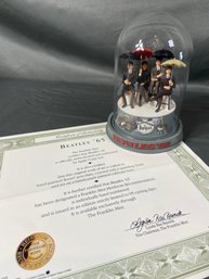 The Beatles Beatles '65 Limited Edition Franklin Mint Hand Painted Tesori Porcelain Glass Dome Music Box 3.75x