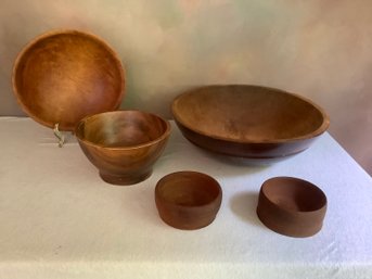 Round Wooden Bowl Set Of 5