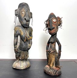 A Pair Of Oceanic Carved Figures, New Guinea