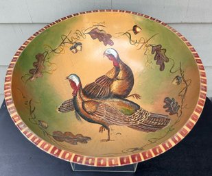 Wonderful Vintage Hand Painted Thanksgiving Bowl Signed And Dated