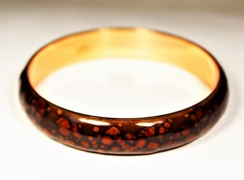 Signed Renoir Matisse Brown And Rust Colored Enamel On Copper Bangle Bracelet MCM