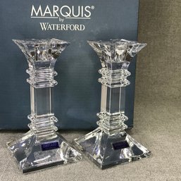 Wonderful Pair Of Brand New WATERFORD By Marquis Treviso Candle Sticks - NEVER USED - In Original Box