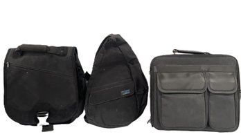 Three Black Bags, Two NOS- Dell Computer And Kensington, LL Bean Sling Bag