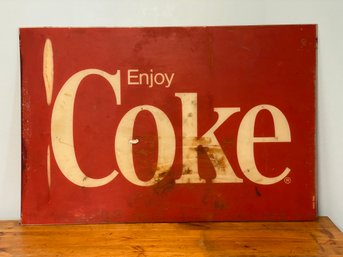 A Vintage 'Enjoy Coke' Plexiglass Sign Panel