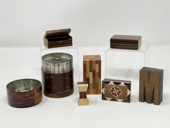 Set Of 7 Wooden Desktop Objects