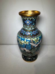 Cloisonne Vase With Crane Design