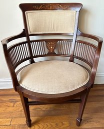 Antique Edwardian Mahogany Side Chair With Mother Of Pearl & Marquetry Inlay (Appraised For $600)