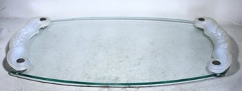 Art Deco French Sabino (only Marked Made In France) Opalescent Glass Handled Vanity Tray