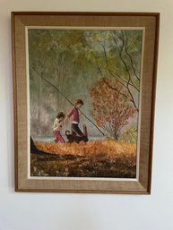 Beautiful Painting Of Boy & Girl With Dog