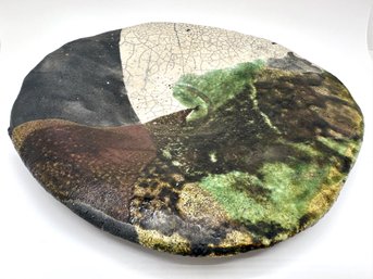 Vintage Hand Made Raku Organic Form Platter