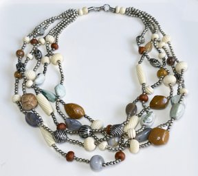 A Vintage Bone And Agate Necklace