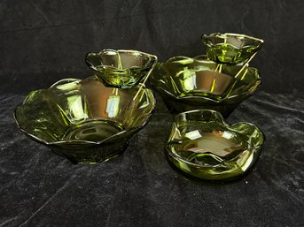 Set Of Green Glass Bowls