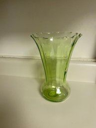 Green Glass Vintage Vaseline Vase