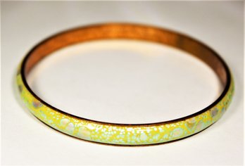 White Spotted Yellow Enamel On Copper Bangle Bracelet Renoir Matisse MCM