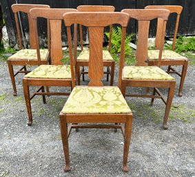A Set Of 6 Early 20th Century Dining Chairs In Quarter Sawn Oak