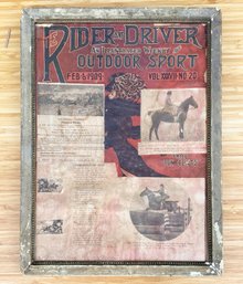 A 1909 Rider And Driver Magazine Cover - Mounted To Board