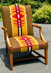 Arm Chair Newly Upholstered In Vintage Pendleton Fabric