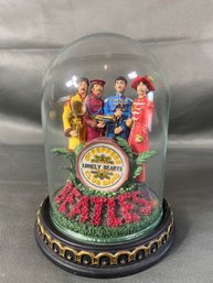 The Beatles Limited Edition Franklin Mint Hand Painted Tesori Porcelain Glass Dome Music Box 3.75x5