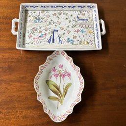 A Hand Painted Portuguese Vanity Tray And A Chelsea House Porcelain Dish