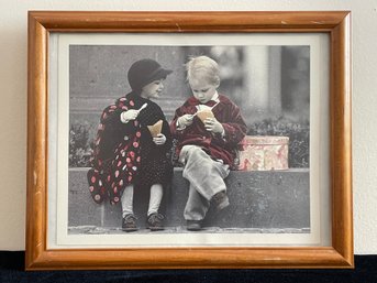 Framed Photograph Of Boy And Girl Eating Ice Cream