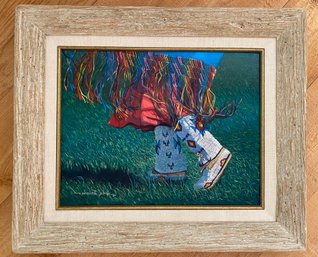 Framed Oil On Canvas 'dances With Rainbows' By M. Doolittle Poole