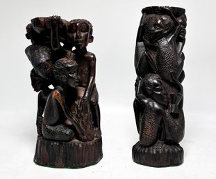 A Pair Of Carved African Ebony Sculptures