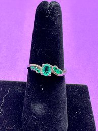 950 Sterling & Synthetic Emeralds Ring